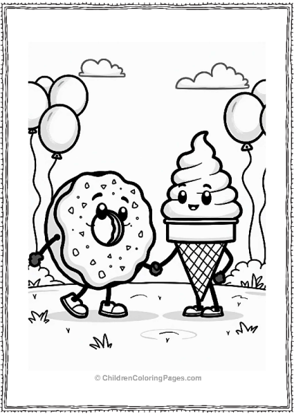 Donut And Ice Cream Cone Friends At The Park Free PDF Printable