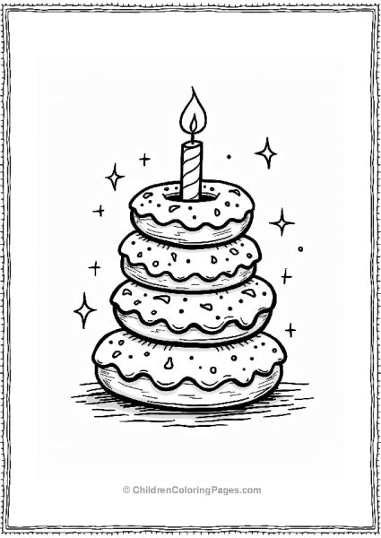 Donut Birthday Cake With Candles Free PDF Printable