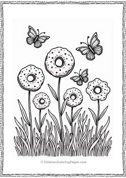 Donut Flower Garden With Butterflies Free PDF Printable