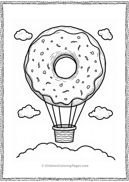 Donut Hot Air Balloon In The Sky Free PDF Printable