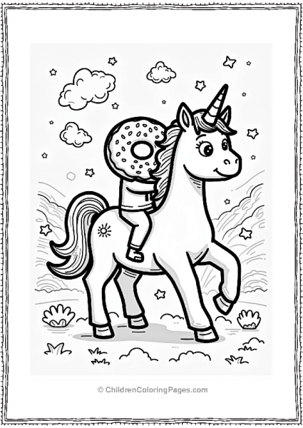 Donut Riding A Unicorn Free PDF Printable