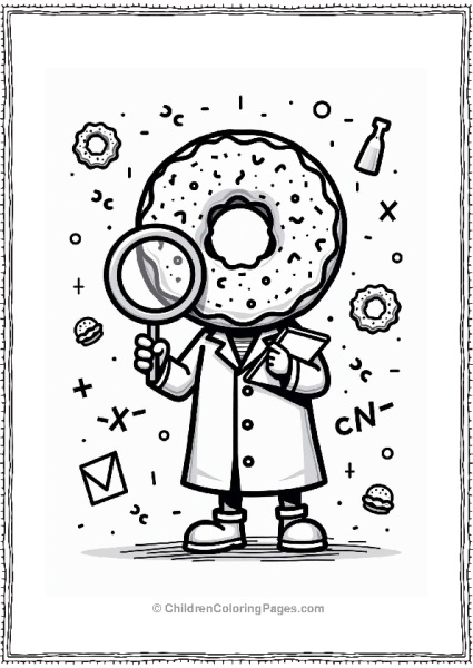 Donut Scientist Examining A Donut Free PDF Printable