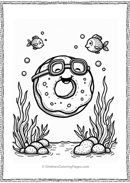 Donut Swimming Underwater Free PDF Printable