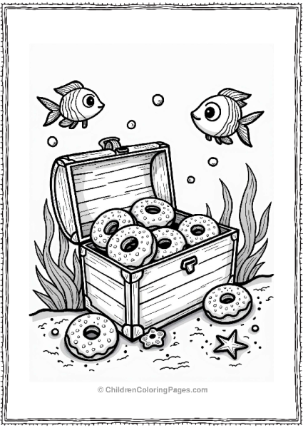 Donut Treasure Chest Underwater Scene Free PDF Printable