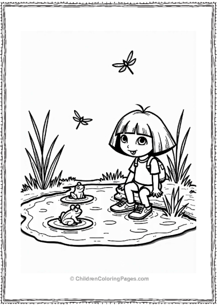 Dora The Explorer By A Calm Pond Free PDF Printable