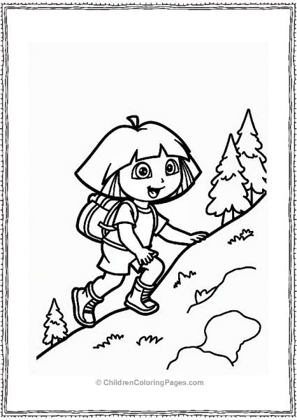 Dora The Explorer Climbing A Hill To A Cave Free PDF Printable