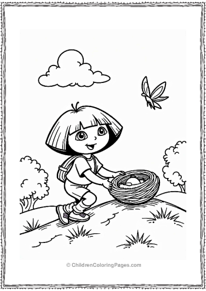 Dora The Explorer Climbing To Rescue A Bird S Nest Free PDF Printable