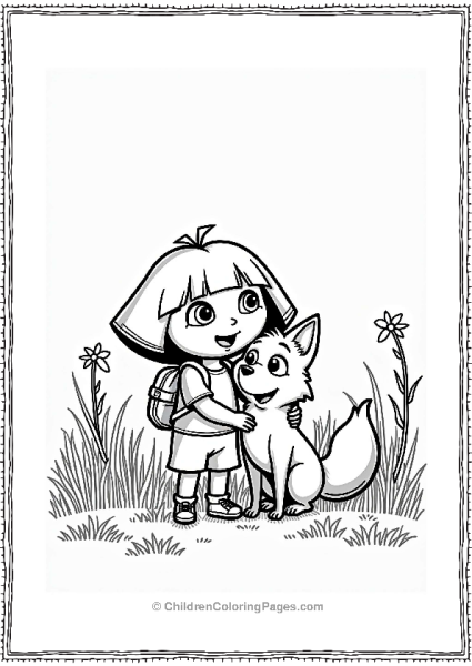 Dora The Explorer Comforting A Scared Fox Free PDF Printable