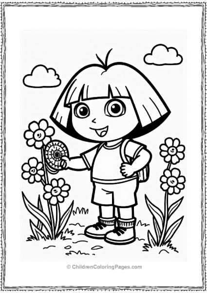 Dora The Explorer Exploring Colors In A Flower Field Free PDF Printable