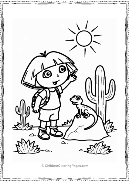 Dora The Explorer Exploring In A Desert Landscape Free PDF Printable