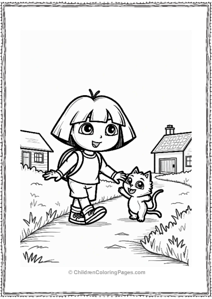 Dora The Explorer Guiding A Lost Kitten Home Free PDF Printable