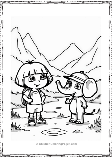 Dora The Explorer Helping A Friendly Elephant Free PDF Printable