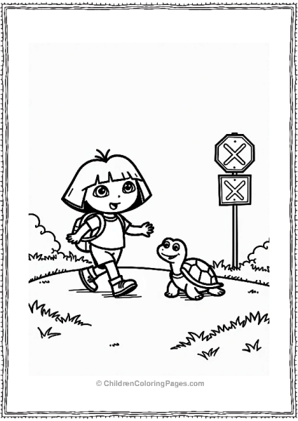 Dora The Explorer Helps A Turtle Cross The Road Free PDF Printable