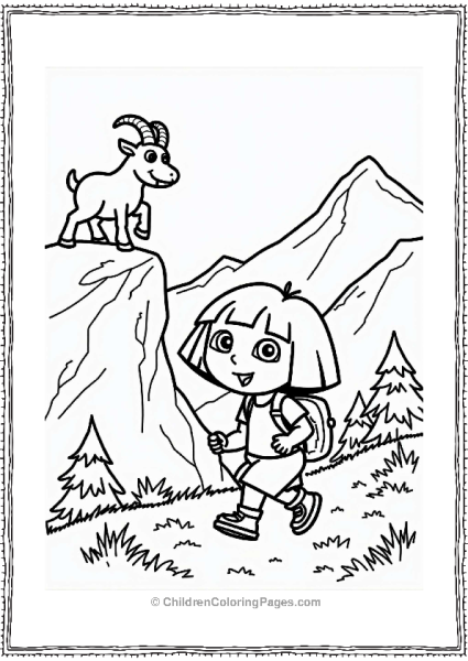 Dora The Explorer Hiking In A Mountain Landscape Free PDF Printable