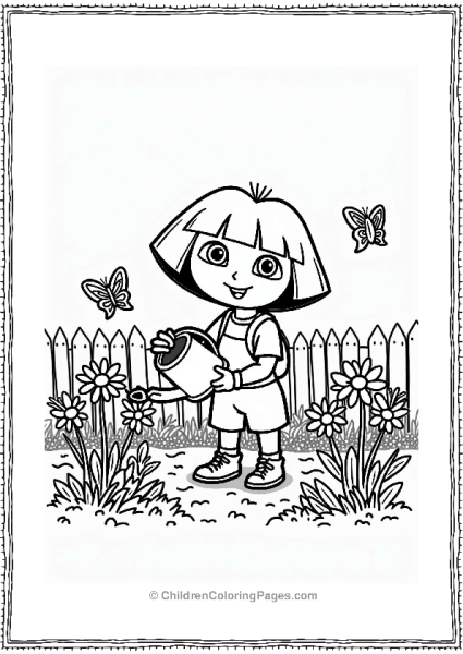 Dora The Explorer In A Flower Garden Free PDF Printable