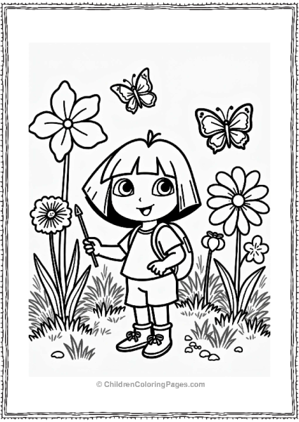 Dora The Explorer In The Colorful Garden Free PDF Printable