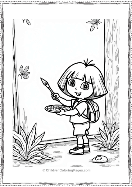 Dora The Explorer Painting A Colorful Mural Free PDF Printable