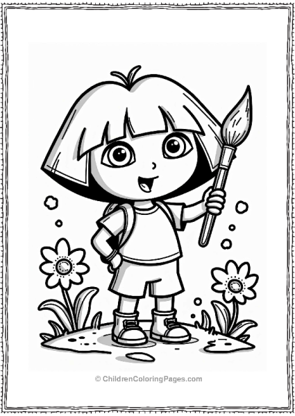 Dora The Explorer With A Giant Paintbrush Free PDF Printable