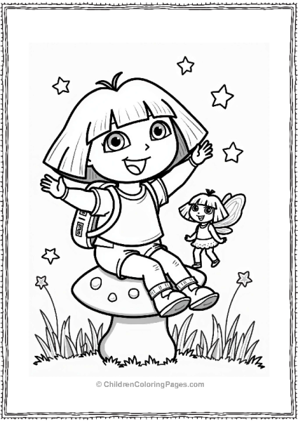 Dora The Explorer With A Playful Fairy Free PDF Printable