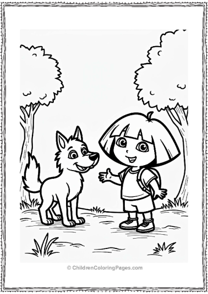 Dora The Explorer And The Friendly Wolf In The Forest Free PDF Printable