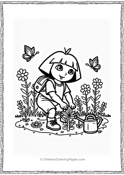 Dora The Explorer Spring Garden With Butterflies Free PDF Printable