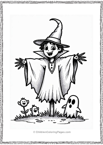 Dracula’s Scarecrow In A Whimsical Garden Free PDF Printable