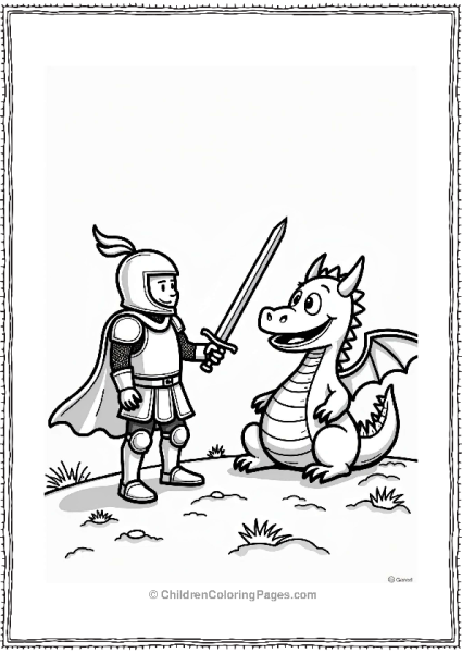 Dragon Slaying Knight And Friendly Dragon Free PDF Printable