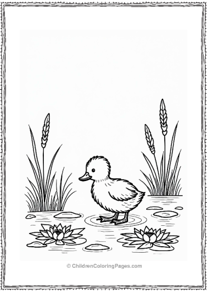 Spring Duckling By The Pond Free PDF Printable