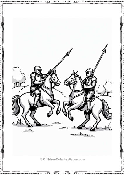 Dueling Knights On Horseback Free PDF Printable