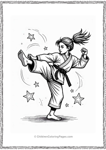 Dynamic Karate Kick By Young Girl Free PDF Printable