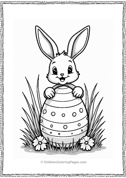 Easter Bunny Behind Decorated Egg Free PDF Printable