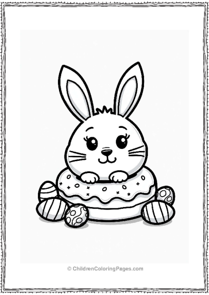 Easter Bunny Donut With Colorful Eggs Free PDF Printable