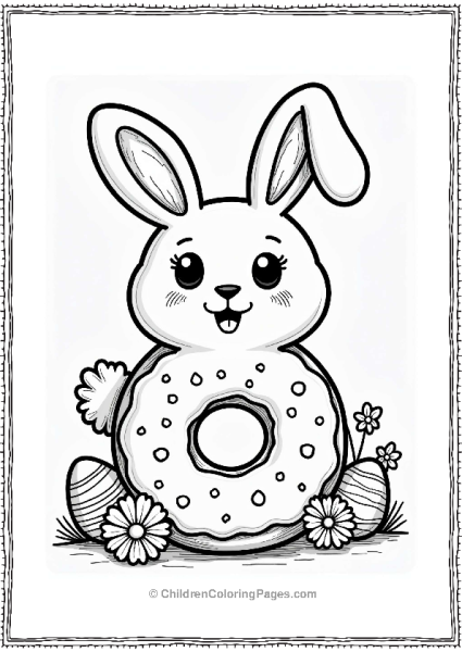 Easter Donut Bunnies With Colorful Eggs Free PDF Printable