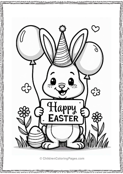 Spring Easter Parade With Bunny And Balloons Free PDF Printable