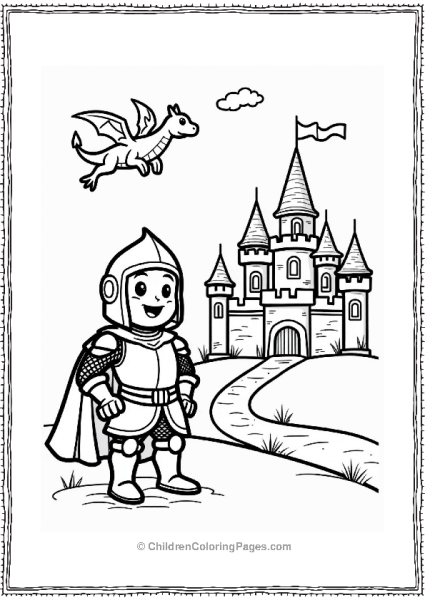 Fairy Tale Brave Knight Next To Castle Free PDF Printable