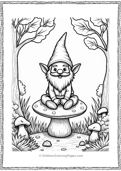 Fairy Tale Cheerful Gnome In A Whimsical Forest Free PDF Printable