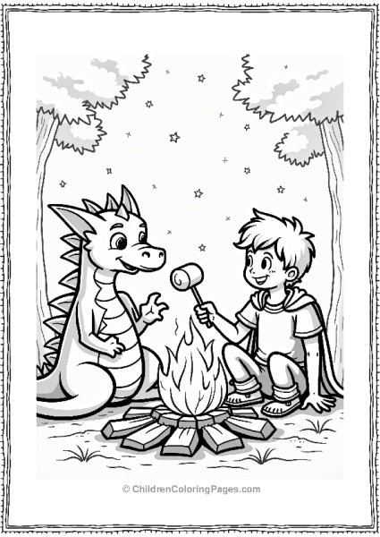 Fairy Tale Cozy Campfire With A Dragon Free PDF Printable