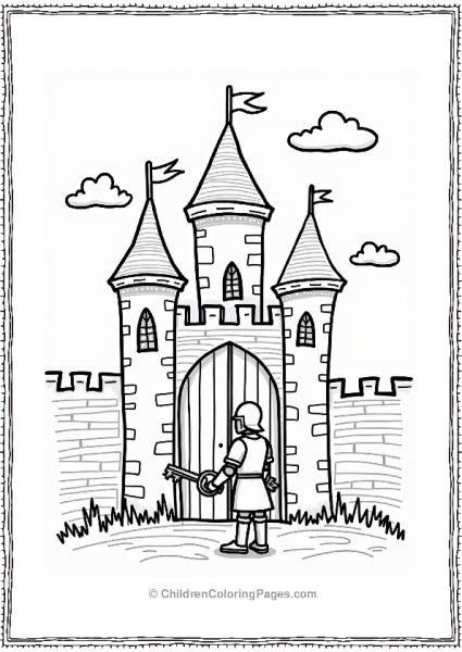 Fairy Tale Curious Knight At The Castle Gate Free PDF Printable