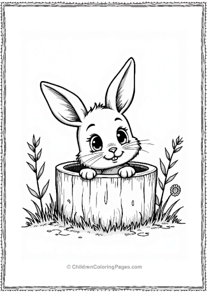 Fairy Tale Cute Rabbit Peeking Into A Wishing Well Free PDF Printable