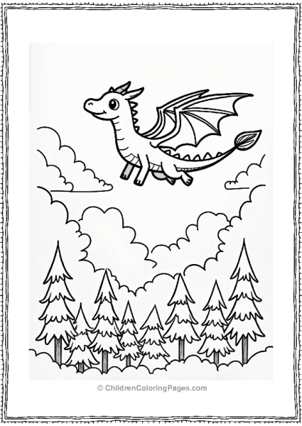 Fairy Tale Dragon Over Forest In Flight Free PDF Printable