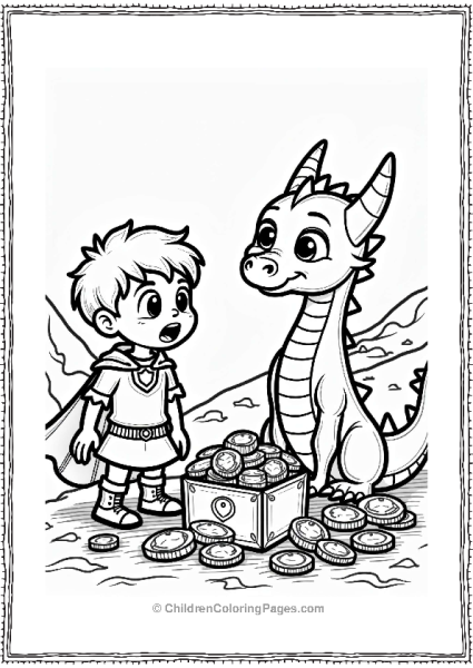 Fairy Tale Dragon’s Treasure And Brave Hero Free PDF Printable