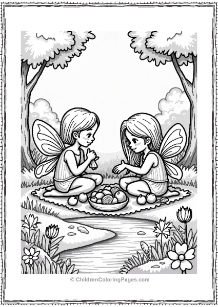 Fairy Tale Fairies Summer Picnic Scene Free PDF Printable