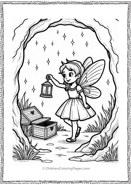 Fairy Tale Fairy Exploring A Treasure Cave Free PDF Printable