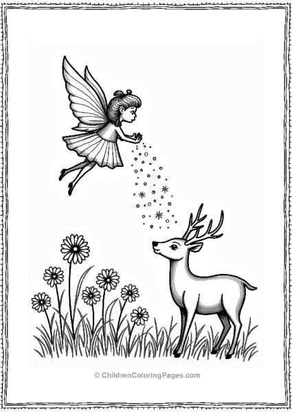 Fairy Tale Fairy Flying Above Flowers Free PDF Printable