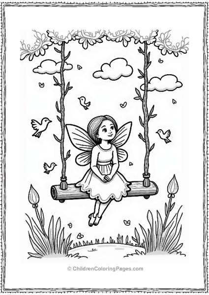 Fairy Tale Fairy On A Swing In A Sunny Sky Free PDF Printable