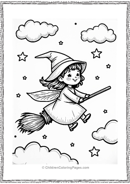 Fairy Tale Fairy Tale Wizard Flying In The Sky Free PDF Printable