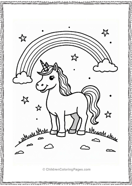 Fairy Tale Unicorn Under A Rainbow Free PDF Printable