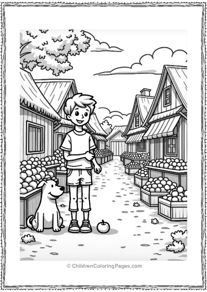 Fairy Tale Village Market With Boy And Dog Free PDF Printable