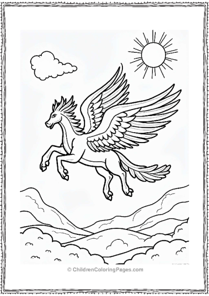 Fairy Tale Whimsical Griffin Soaring In The Sky Free PDF Printable