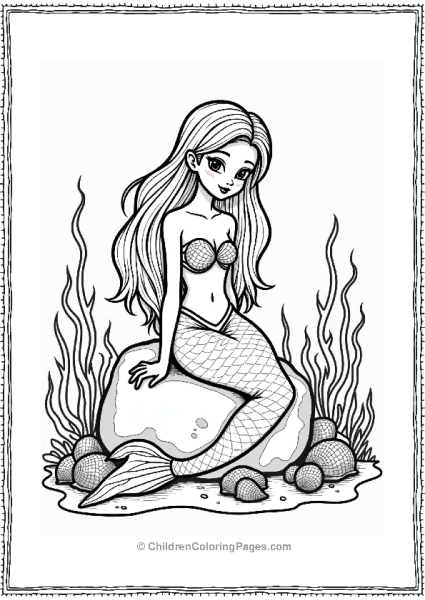 Fairy Tale Whimsical Mermaid On A Rock Free PDF Printable